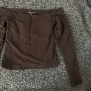 ABERCROMBIE & FITCH bra free brown off the shoulder long sleeve SIZE SMALL